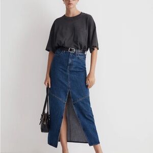 Madewell Dark Gray and Blue Midi Skirt